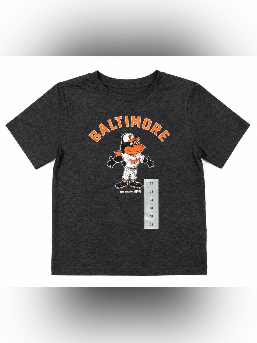 MLB Baltimore Orioles Kids' Tee in Charcoal with Orange Mascot